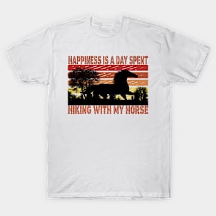 love happiness is a day spent hiking with my horse,Look at my black Horse,I Like Horses T-Shirt